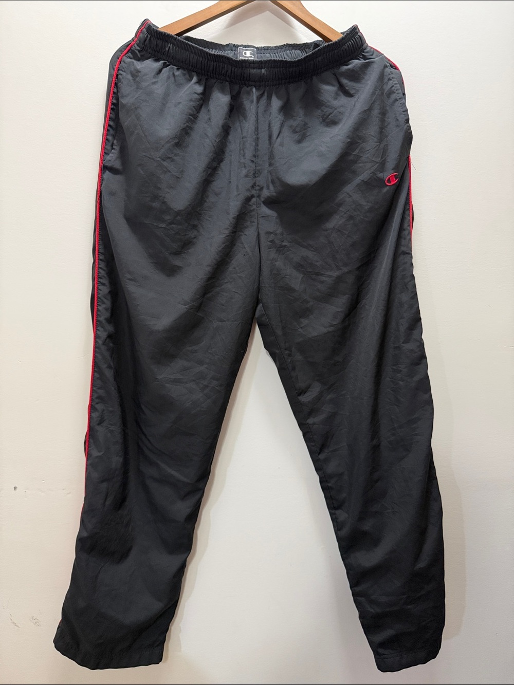 Vintage Champion Black Windbreaker Pants Size M/38.5L/Inseam 28.5